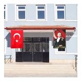 Atatürk Posteri ve Türk Bayrağı Raşel Kumaş 100x150 cm -5