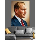 Atatürk Profil Portre Resmi Dekoratif Kanvas - Mdf Ahşap Tablo