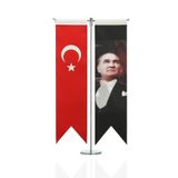 Atatürk Resmi ve Türk Bayrağı Kırlangıç Masa Bayrak Takımı