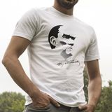Atatürk Silüet ve Imza Beyaz Tişört - XL