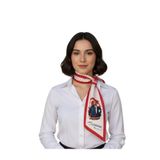Atatürk Silüetli ve İmzalı Kırmızı-Beyaz Desenli Kravat/Eşarp/Fular