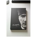 Atatürk Tarihsiz Ajanda Kuşe Kapak 1 Adet Atatürk Modalist Çizgili Defter Lastikli 14X20 Cm Günlük Planlayıcı Ajanda