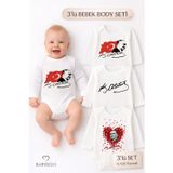 Atatürk Temalı 3’lü Bebek Body Seti | %100 Pamuk | Uzun Kollu Çıtçıtlı Zıbın Body