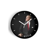 Atatürk Temalı Dekoratif Modern Duvar Saati - 25 cm - Önü Camlı Siyah Kasa - Sessiz Mekanizma, JH1252S25SKPM