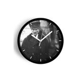 Atatürk Temalı Dekoratif Modern Duvar Saati - 30 cm - Önü Camlı Siyah Kasa - Sessiz Mekanizma, JH1254S30SKPM