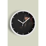 Atatürk Temalı Dekoratif Modern Duvar Saati - 30cm - Önü Camlı Beyaz Kasa - Sessiz Mekanizma, JH1253S30BKP