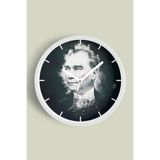 Atatürk Temalı Dekoratif Modern Duvar Saati - 35 cm - Önü Camlı Beyaz Kasa - Sessiz Mekanizma, JH1261S35BKPM