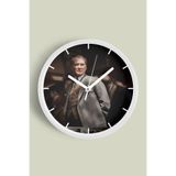 Atatürk Temalı Dekoratif Modern Duvar Saati - 35cm - Önü Camlı Beyaz Kasa - Sessiz Mekanizma, JH1250S35BKP