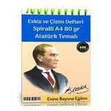 Atatürk Temalı Eskiz Ve Çizim Defteri Kraft Spiralli 100 Sayfa A4 80 Gr