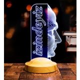 Atatürk Temalı Hediyelik Ürünler Atatürk İzindeyiz Gecelambası 3D Led Lamba, Atam İzindeyiz Sloganı, Ofis ve İşyeri Hediyesi