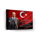 Atatürk Türk Bayrağı Önünde Cam Tablo – “Eğer Ülkeni Kurtaracak Bir Lider Bekliyorsan…” – Ata248