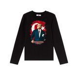 Atatürk Uzun Kol Çocuk Tişört Siyah Renkli Unisex Kesimli (Siyah, 8-9 Yaş)