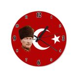 Atatürk Ve Bayrak Desenli Duvar Saati (408136441) Çok Renkli