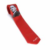 Atatürk ve İmza Desenli Dokuma Kırmızı Kravat - AK-04 AK-04W-GF