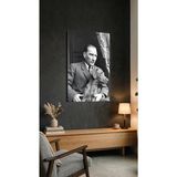 Atatürk ve Köpeği Fox Nostalji Cam Tablo Premium 4mm Uv Baskılı Kırılmaz Duvar Tablosu - 60 x 90 - Çok Renkli