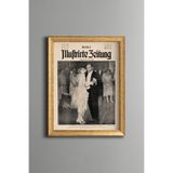 Atatürk ve Latife Hanım Dans Anı - Vintage Desenli Çerçeve - İnce Model, Altın3, 15 x 21
