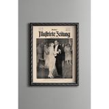 Atatürk ve Latife Hanım Dans Anı - Vintage Desenli Çerçeve - İnce Model, Gümüş, 15 x 21