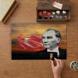 Atatürk ve Türk Bayrağı Tasarımı 240 Parça Ahşap Puzzle Ahşap Kutuda MP07014