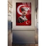 Atatürk ve Türk Bayraklı Cam Tablo | Sanatsal Duvar Dekoru | Parlak ve Net Görüntü | Yatak Odası ve Antre | Sevdiklerinize Hediyelik | Ev ve İş Yeri