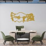 Atatürk ve Türkiye Temalı Dekoratif Siyah Metal Duvar Tablosu Ev & Ofis Dekoru - 119 X 53 - Gold