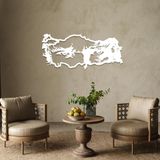 Atatürk ve Türkiye Temalı Dekoratif Siyah Metal Duvar Tablosu Ev & Ofis Dekoru - 90 X 40 - Beyaz