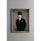 Atatürk - Vintage Desenli Çerçeve, Altın1, 30 x 40, 5820000003675