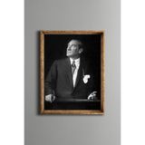 Atatürk - Vintage Desenli Çerçeve, Altın1, 30 x 40, 5820000003792