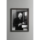 Atatürk - Vintage Desenli Çerçeve, Gümüş, 30 x 40, 5820000003627