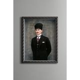 Atatürk - Vintage Desenli Çerçeve, Gümüş, 30 x 40, 5820000003681
