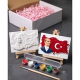 Atatürk&türk Bayrağıtemalı 17X12CM 3D Taş Tozu Kabartma Pano Boyama Seti
