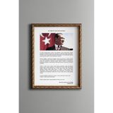 Atatürk'ün Gençliğe Hitabesi - Vintage Desenli Çerçeve, Altın2, 21 x 30