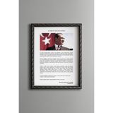 Atatürk'ün Gençliğe Hitabesi - Vintage Desenli Çerçeve, Gümüş, 30 x 40