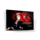 Atatürk’Ün Vatan Sevgisi Sözü İle Yazı Yazarken Portre Cam Tablo – Ata216