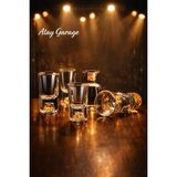 Atay Garage 6 Adet 0,5OZ/15ML Premium Kristal Shot Bardakları Altın Folyo Detaylı Zarif Likör ve Kokteyl Shot Bardakları - Altın - Beyaz