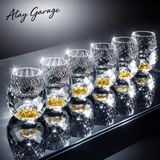 Atay Garage 6lı Lüx Kristal Altın Kum Tanecikli Shot Bardak Seti 0.5OZ/15ML Ev ve Bar Dekoru Kaliteli Shot Bardak