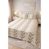 Atay Home Balıksırtı Desenli Modern Çift Kişilik Yatak Örtüsü Takımı 240X250 3 Parça Beyaz - Beyaz - Bej - 240 x 250 cm