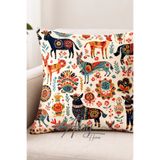 Atay Home Etnik Geyik Desenli Dekoratif Kırlent Kılıfı Çift Yüzlü 43x43 cm – Bohem Sanat Tasarım Koltuk Yastık Kılıfı