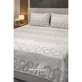 Atay Home Geometrik Desenli Modern Çift Kişilik Yatak Örtüsü Takımı 240X250 - Beyaz - Gri - 240 x 250 cm
