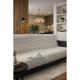 Atay Home Saçaklı Zigzag Dokulu Şönil 3’lü Koltuk Örtüsü 170X210 cm – Gri / Beyaz / Cappuccino - 170 x 210 cm