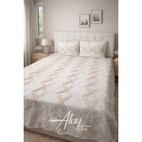 Atay Home Soft Geometrik Modern Çift Kişilik Yatak Örtüsü Beyaz Takımı 3 Parça 240X250 - Beyaz - Bej - 240 x 250 cm