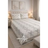 Atay Home Soft Geometrik Modern Çift Kişilik Yatak Örtüsü Beyaz Takımı 3 Parça 240X250 - Gri - Beyaz - 240 x 250 cm