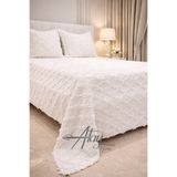 Atay Home Vera Çift Kişilik Yatak Örtüsü 240x260 | Ekru Şönil Kumaş, Baklava Desen, Yumuşak Doku