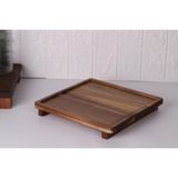 Atby Akasya Doğal Ahşap Ayaklı Kare Sunum Tepsisi Kahvaltı Peynir Meze Servis Tahtası 26X26cm