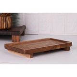 Atby Akasya Doğal Ahşap Dikdörtgen Ayaklı Sunumluk 26X14 cm Kahvaltı Peynir Atıştırmalık Servis Tabağı - 26 x 14 cm