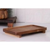 Atby Akasya Doğal Ahşap Dikdörtgen Ayaklı Sunumluk 26X14 Cm Kahvaltı Peynir Atıştırmalık Servis Tabağı