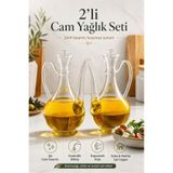 Atbyhome 2'li Borosilikat Cam İbrik Yağlık Sirkelik Seti 750 ml - Damlatmaz Yağdanlık