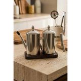Atbyhome 2'Li Çelik 3 Parça 500Ml Standlı Çok Amaçlı Demlik Yağlık Yağdanlık Seti