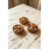 Atbyhome 3 Parça Doğal Ahşap Çerezlik Kaseler - 10 Cm Kahvaltılık Ve Mezze Sosluk Seti