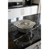 Atbyhome 3'lü Paslanmaz Çelik Süzgeç Seti 18,5-23-26 cm - Kulplu Metal Makarna Pirinç ve Sebze Yıkama Süzgeci - Standart