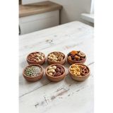 Atbyhome 6 Parça Doğal Kayın Ağacı Ahşap Çerezlik Kaseler - 10 Cm Kahvaltılık Ve Mezze Sosluk Seti Bambu